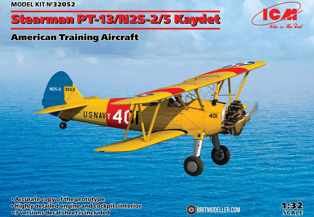 Stearman PT-13/N2S-2/5 Kaydet (32052) 1:32 ICM via Hannants - Kits