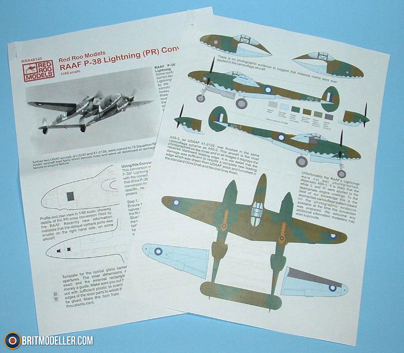 RAAF P-38 Lightning (PR) Conversion, Red Roo Models 1:48 - Aftermarket ...