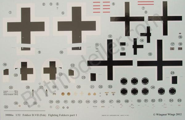 Wingnut Wings Decals - 1:32 Fokker D.VII Parts 1 to 4. - Decals & Masks ...