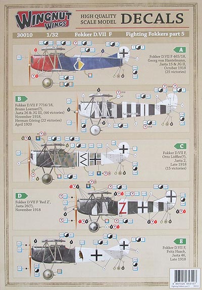 Fighting Fokkers part 5 (Decals) - 1:32 Wingnut Wings - Decals & Masks ...